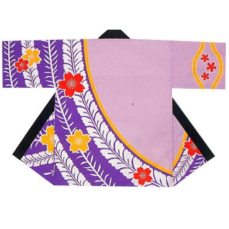 【半纏・法被】絹地刷り上げる袢天 仕掛ける帯付 紫 桜 B9508 【祝賀会備品/祭備品/祝賀会/儀式用小物】【はっぴ・はんてん・半被・袢纏】