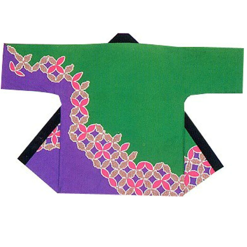 【半纏・法被】絹地刷り上げる袢天 緑/紫 B9076 【祝賀会備品/祭備品/祝賀会/儀式用小物】【はっぴ・はんてん・半被・袢纏】