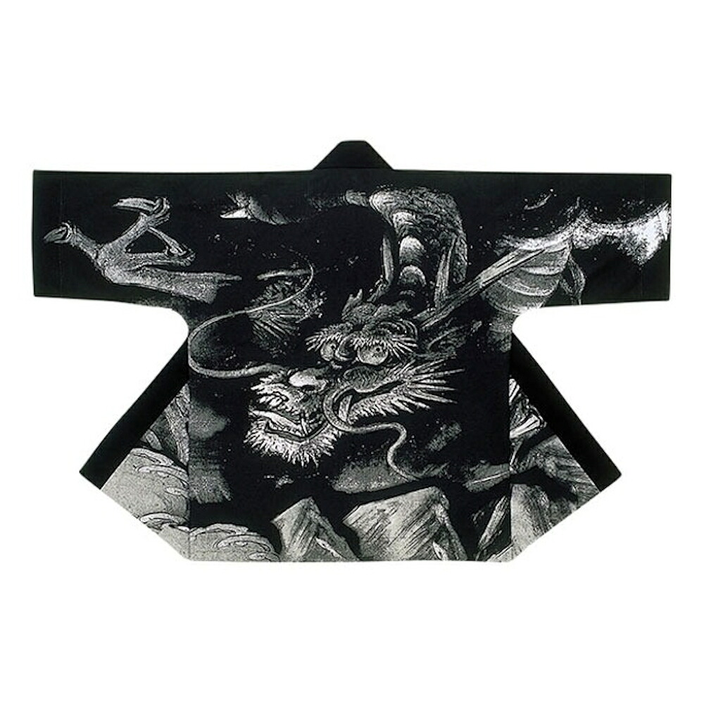 【半纏・法被】絹地刷り上げる袢天 龍 黒 B9086 【祝賀会備品/祭備品/祝賀会/儀式用小物】【はっぴ・はんてん・半被・袢纏】