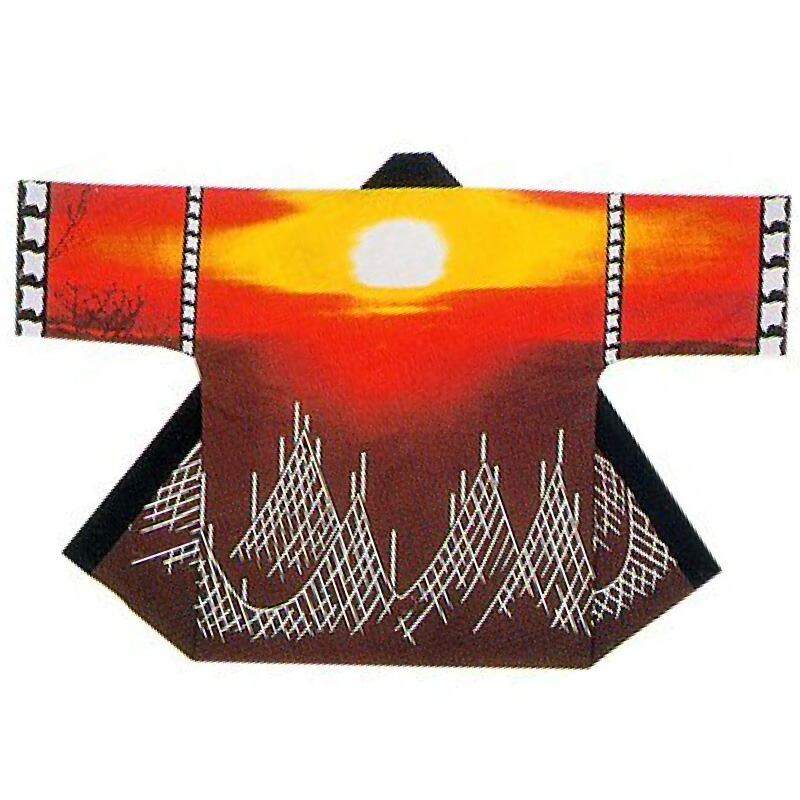 【半纏・法被】絹地刷り上げる袢天 夕日/チドリ 橙 B9088 【祝賀会備品/祭備品/祝賀会/儀式用小物】【はっぴ・はんてん・半被・袢纏】