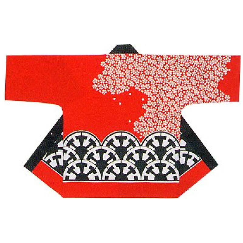【半纏・法被】絹地刷り上げる袢天 源氏車/桜 赤 B9090 【祝賀会備品/祭備品/祝賀会/儀式用小物】【はっぴ・はんてん・半被・袢纏】