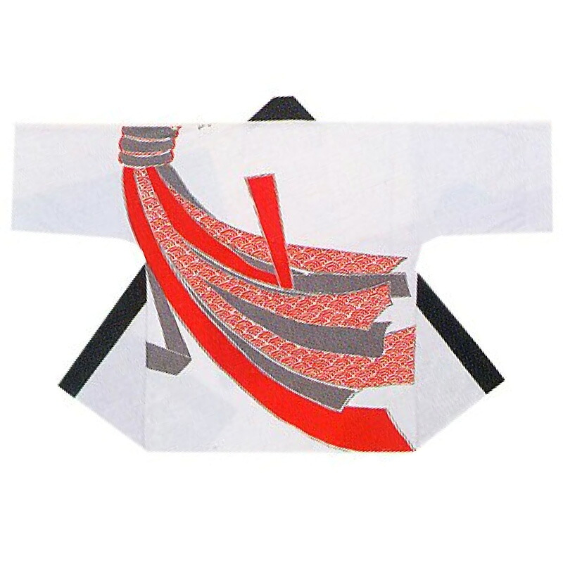 【半纏・法被】絹地刷り上げる袢天 熨斗 白/赤 B9092 【祝賀会備品/祭備品/祝賀会/儀式用小物】【はっぴ・はんてん・半被・袢纏】