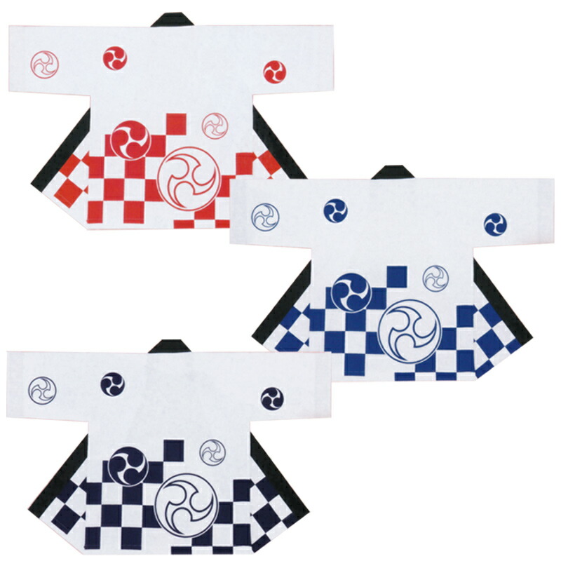 絹地刷り上げる袢天 紺・青・赤 B9520-9522【祝賀会備品/祭備品/祝賀会/儀式用小物】【はっぴ・はんてん・半被・袢纏】