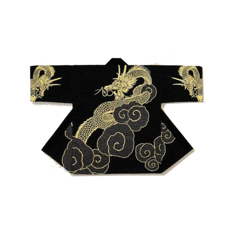 【お儀式用・法被・はんてん】 祭・舞踊袢天 絹地刷り上げる 黒 龍 【祝賀会備品/祭備品/祝賀会/儀式用小物】【はっぴ・はんてん・半被・袢纏】(2020820)B9486