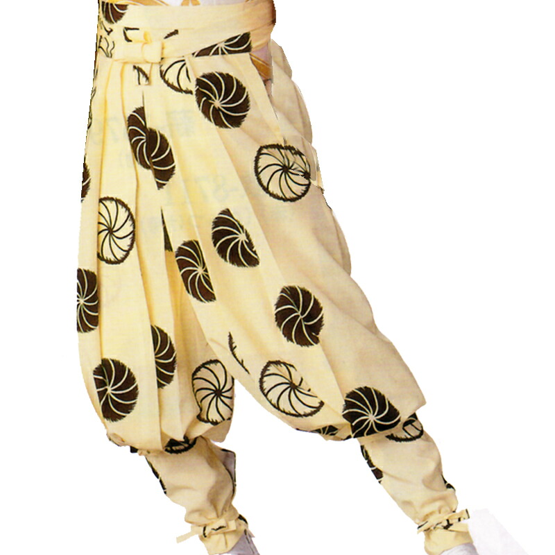 【お祭り用品】【手古舞衣装】たっつけ袴 クリーム 獅子毛 小-大【お祭用品/祭用品/お祭り】B8705｜森景（もりけい）
