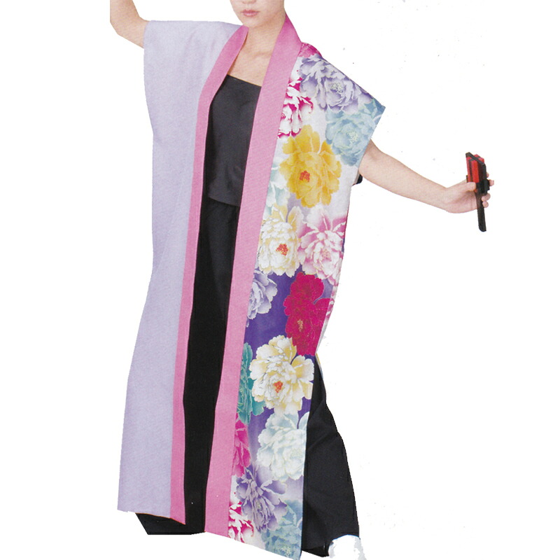 おどり袢天 製造業者店卸し資産区分け薄紫 花柄 B468【よさこい/舞踊お召しもの/祭備品/祝賀会/儀式用小物】【はっぴ・はんてん・半被・袢纏】
