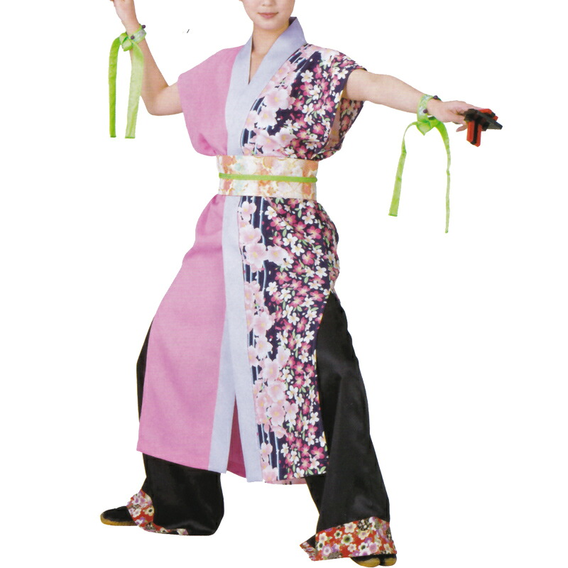 おどり袢天 製造業者店卸し資産区分けサクラ色/紫 花柄 B460【よさこい/舞踊お召しもの/祭備品/祝賀会/儀式用小物】【はっぴ・はんてん・半被・袢纏】