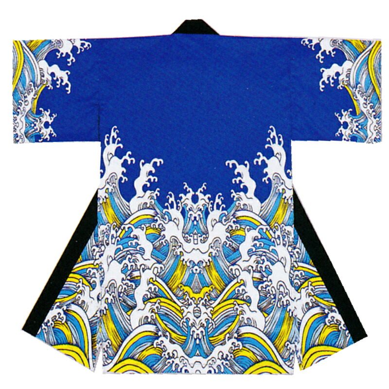 おどり袢天 青 波 B8559【よさこい/踊り衣裳/祭用品/お祭り/祭り小物】 【はっぴ・はんてん・半被・袢纏】
