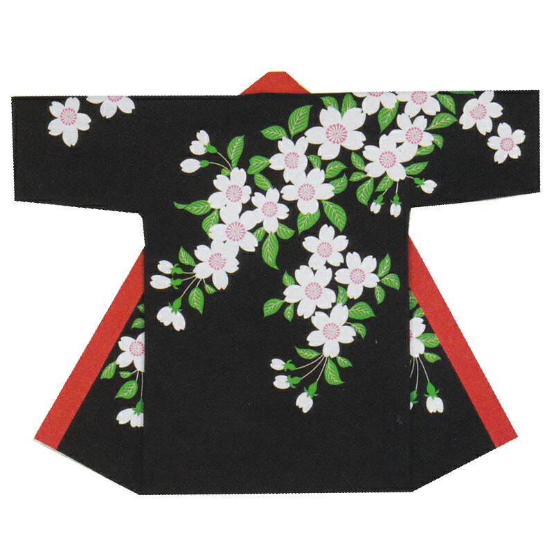 長袢天 黒 桜 製造業者店卸し資産区分け B8561【よさこい/舞踊お召しもの/祭備品/祝賀会/儀式用小物】【はっぴ・はんてん・半被・袢纏】
