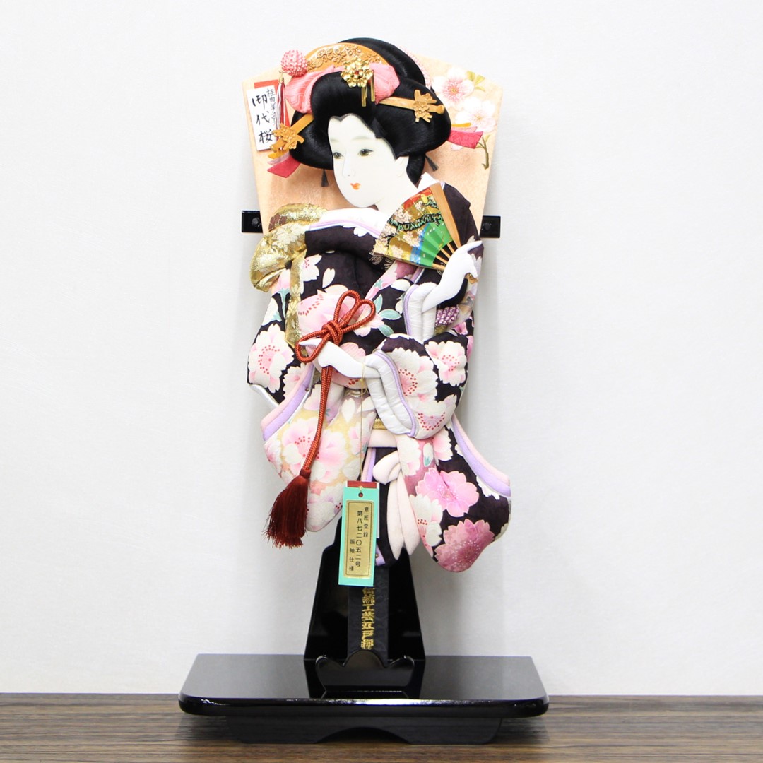 生産終了商品特別大特価 羽子板 正月飾り 18号 押絵羽子板 黒塗り羽子板台セット