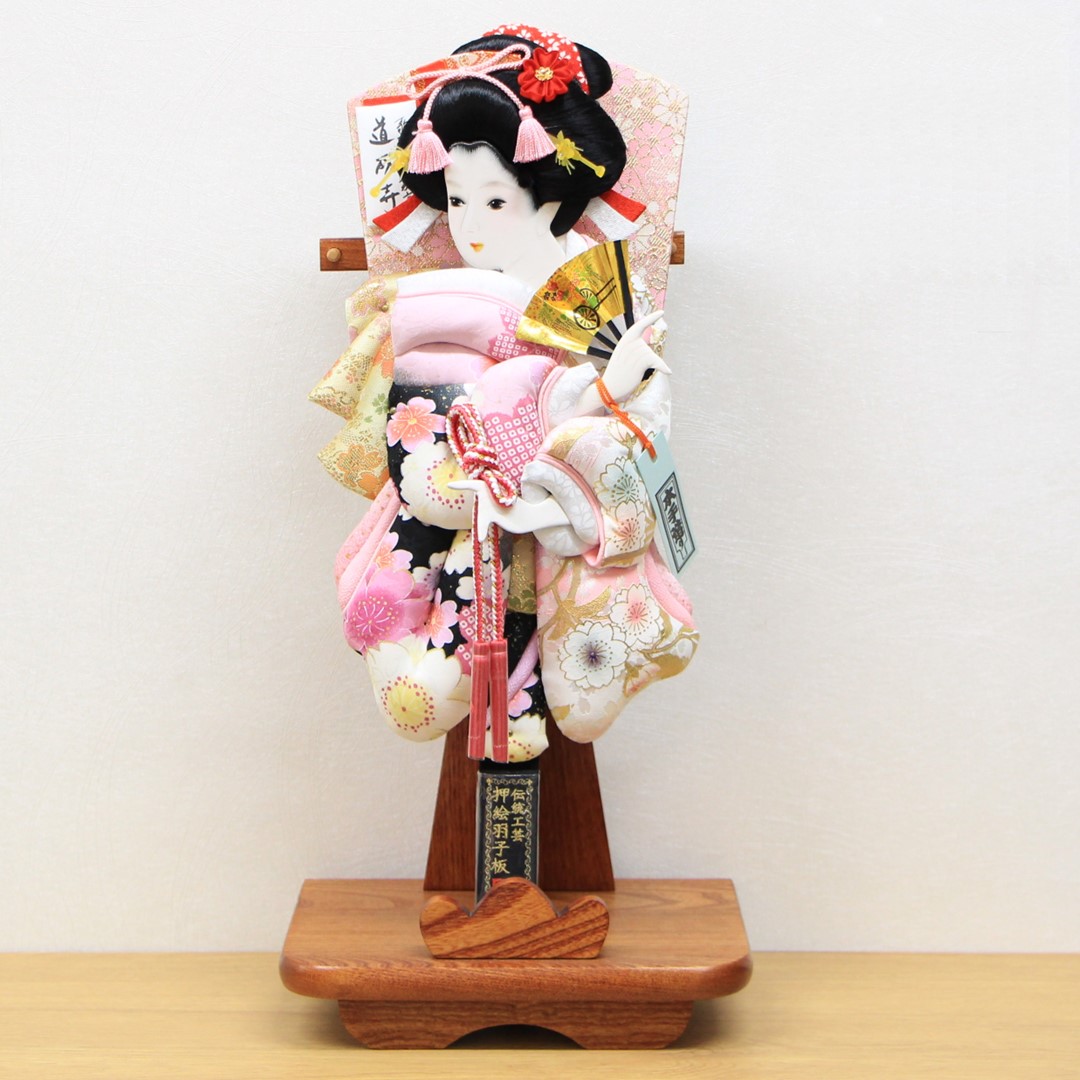 羽子板 お祝い 初正月 木目飾台 13号 紫姫振袖