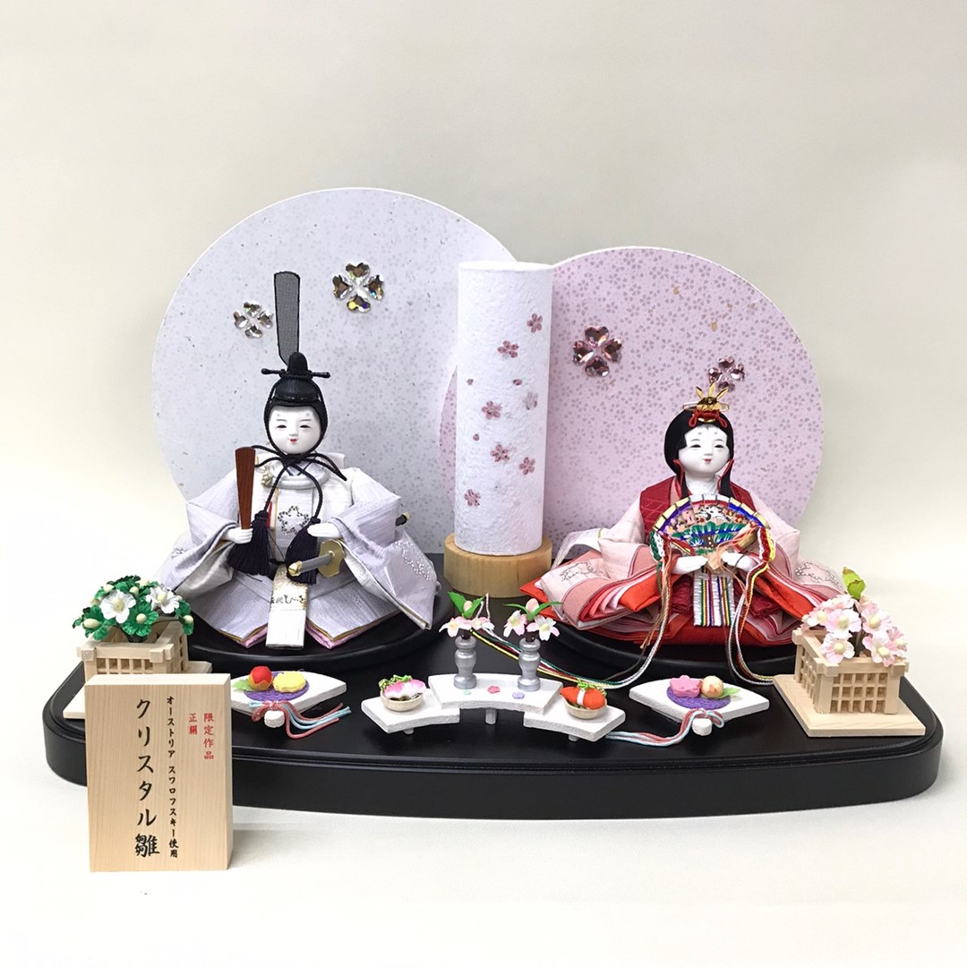 雛人形 親王飾り コンパクト 京小芥子 おぼこ 西陣織 クリスタルオール 正絹 100% オリジナル生地|人形のモリシゲ