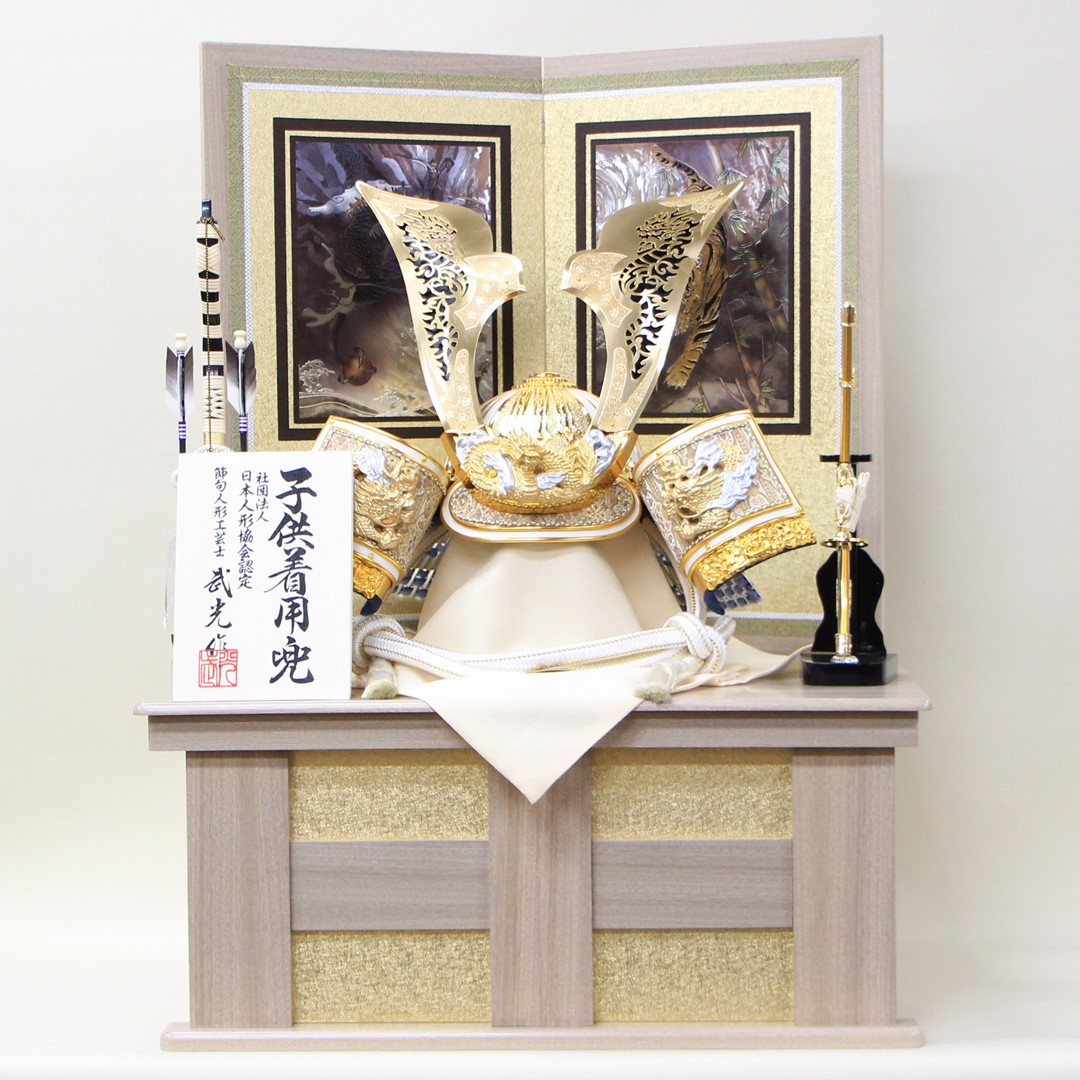 新品 五月人形 着用兜 金 星鉢 青糸威 平松葉中鍬形 25号 櫃なし 端午の節句 こどもの日 hiramatsuba_main-2.jpg