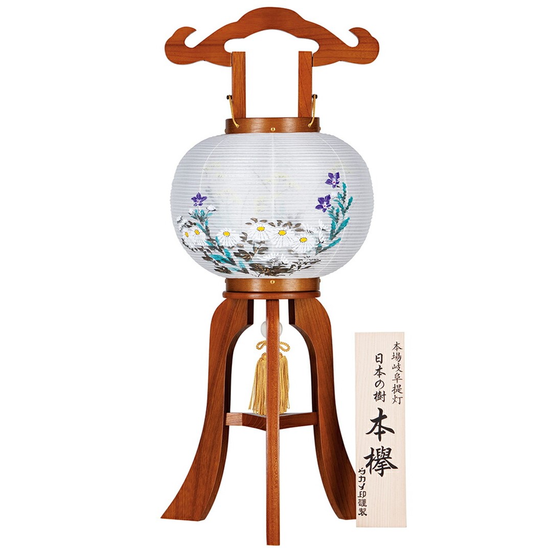 楽天市場】【送料無料】盆提灯 置き提灯 黒檀 絹二重絵 書き絵