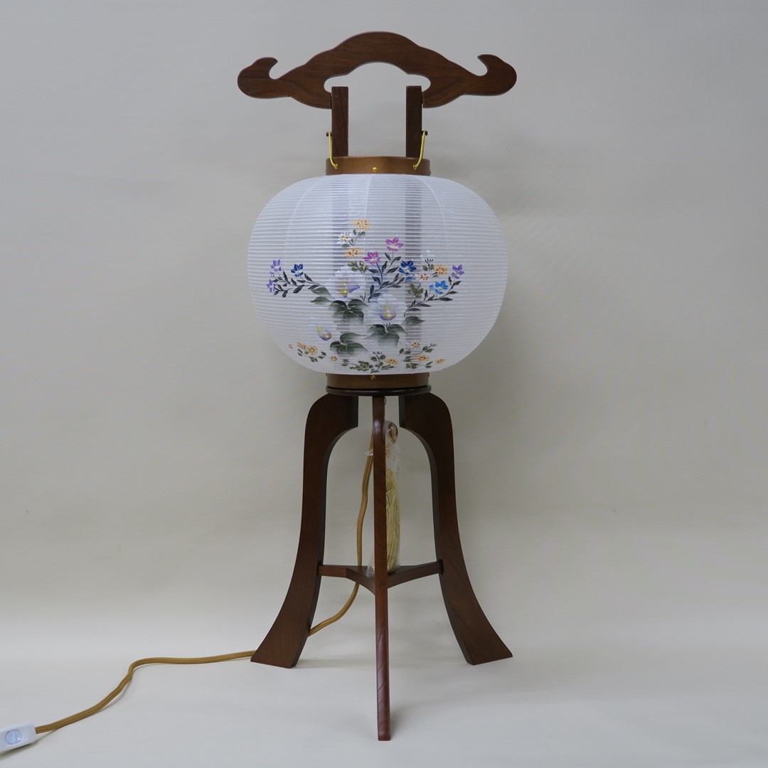 楽天市場】【送料無料】盆提灯 置き提灯 黒檀 絹二重絵 書き絵 芙蓉 高