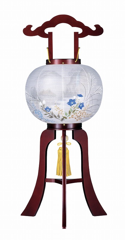 誉あんどん 本桜 1552 【置き提灯】【銘木工芸行灯】【絹二重絵】【庵山水】【天然木】【書き絵】｜人形のモリシゲ