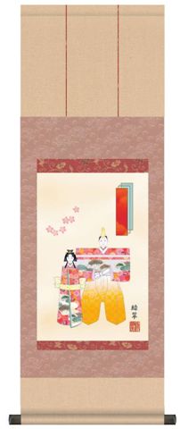 楽天市場】【ランキング獲得】西陣綾錦織掛軸（雛人形） 掛けるだけで