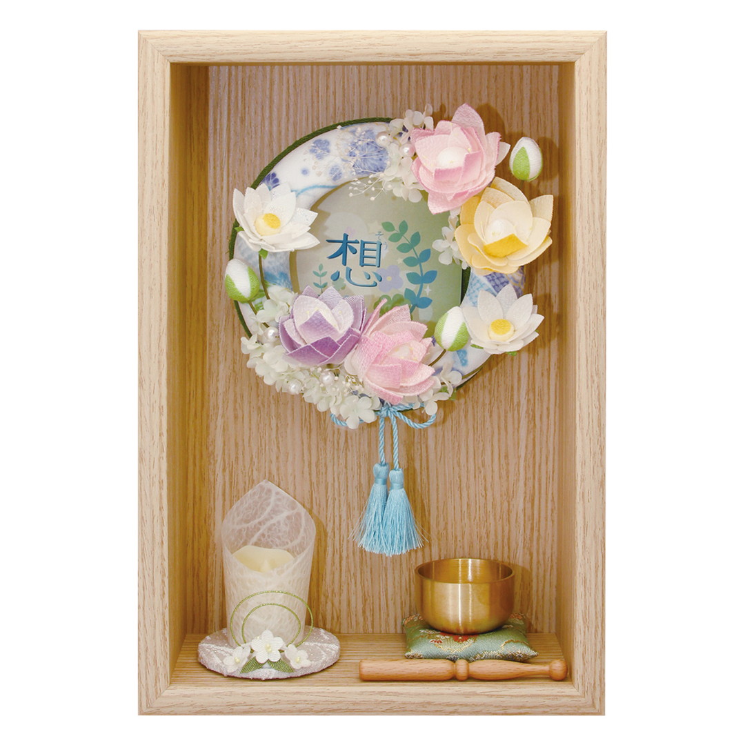 パーティを彩るご馳走や 2way 使用が出来るリースの祭壇ペット祭壇コンパクト祭壇想メモリアルリース祭壇蓮華 売れ筋一番人気