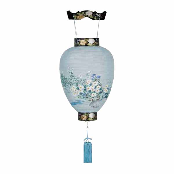 御所提灯　LED電池灯　紙張 小菊萩　【桜印 蒔絵】 029-a-3243-l