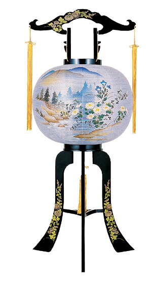 回転 やまかぜ 2423【置き提灯】【P・回転行灯】【紙張】【菊桔梗山水】【プラスチック】