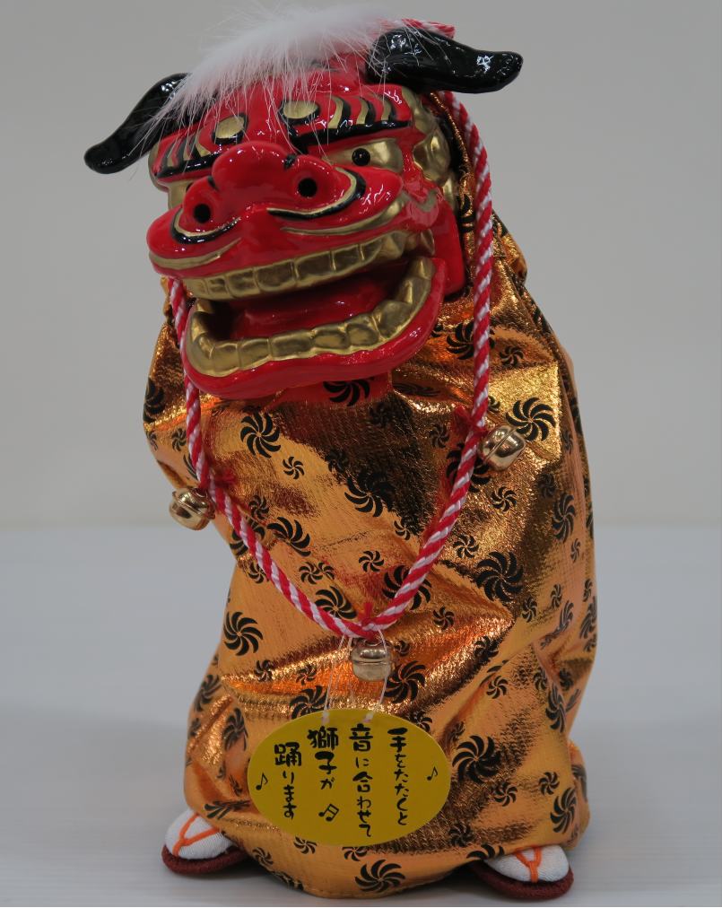 楽天市場 踊る獅子舞m P 1600 Mr グリーン ゴールド 赤をお選びください お正月飾り 日本のお土産品 人形のモリシゲ