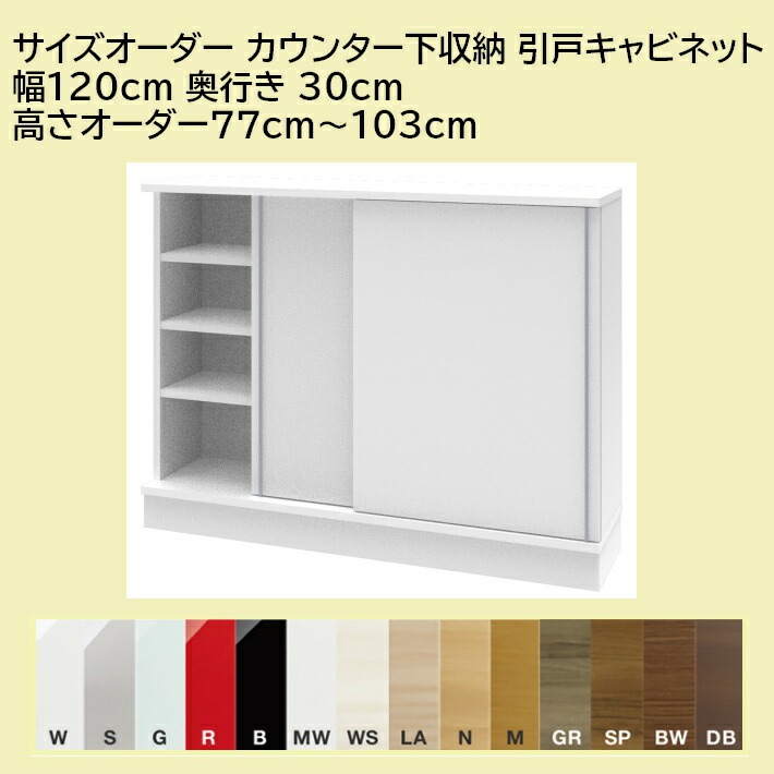 サイズオーダー カウンター下収納 Sシリーズ 引戸キャビネット 幅1cm 奥行き30cm 高さオーダー77cm 103cm Novix Com