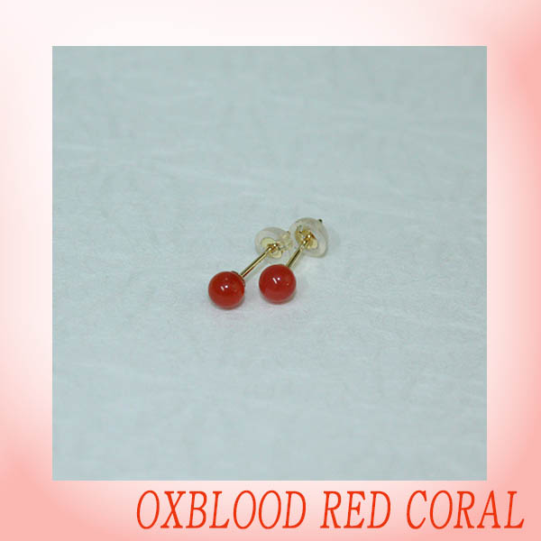 【楽天市場】宝石珊瑚 血赤珊瑚ピアス（淡色）丸玉 6mm/サンゴ 