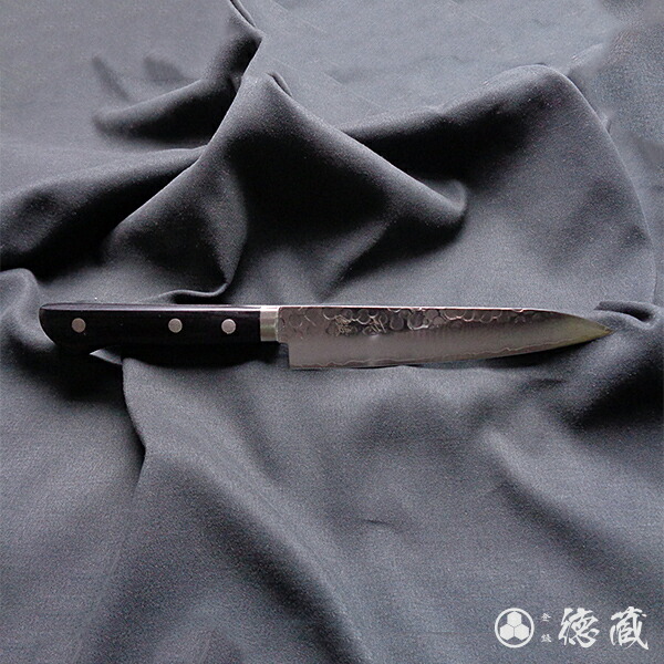 ステンレスペティナイフ 135mm 両刃 Vg 積層材 黒色 日本製 徳蔵刃物 Tokuzo Knives Japan Kitchen Knives 包丁 ほうちょう ホウチョウ 切れ味 家庭用 小型 万能 両刃 お手入れ簡単 錆に強い プレゼント ギフト 贈り物 ステンレス Inox イノックス Arganita Tn