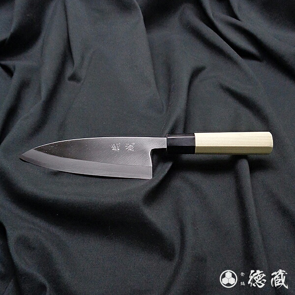 白二　左出刃包丁　朴八角柄　150mm/左片刃/白紙2号/朴/日本製/徳蔵刃物・TOKUZO KNIVES・JAPAN・Kitchen Knives・包丁・ほうちょう・ホウチョウ・切れ味・家庭用・プロ・小型・出刃・魚・左片刃・左利き・プレゼント・ギフト・贈り物・鋼・ハガネ・はがね・白鋼・白紙