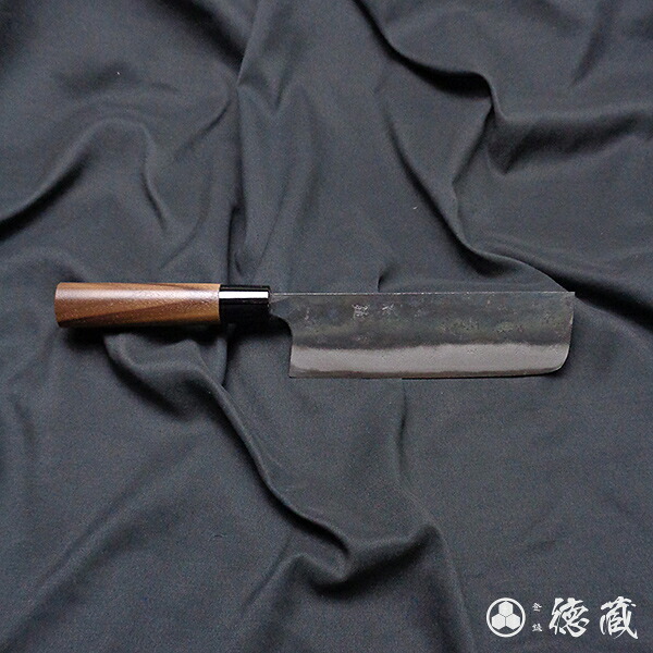 菜切ハガネ包丁 165mm/両刃/青紙2号/朴/日本製/徳蔵刃物・TOKUZO KNIVES・JAPAN・Kitchen Knives・包丁・ほうちょう・ホウチョウ・切れ味・家庭用・野菜・両刃・黒打ち・プレゼント・ギフト・贈り物・一生モノ|森徳蔵店