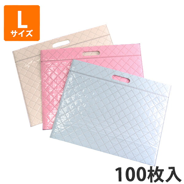【保冷袋】キルト柄保冷袋L W440×H345×底マチ150(粍) (100枚入) 【代引不可】 お勤め用 軽銀 保冷御徒面子 日用消耗品-その他