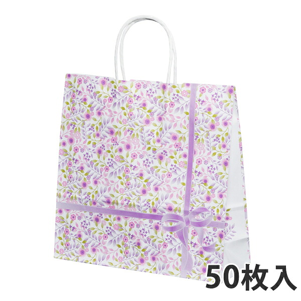 【期間中エントリーでポイント5倍】【紙袋】 自動手提袋 HX 紫花 (アイカ) 320×110×320mm (200枚入)