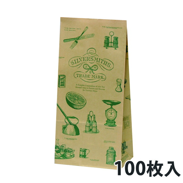 【角底紙袋】 ご機嫌御徒面子 H8 しろがね色スミス 156×95×320粍 (1000枚入) 紙袋・手提げ袋-日用消耗品