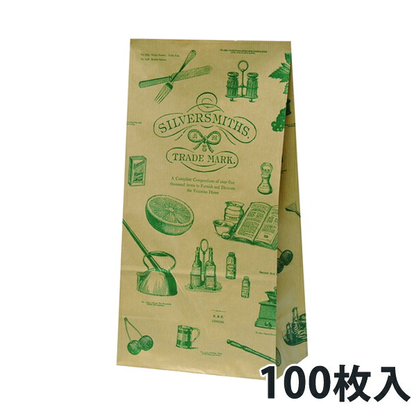 【角底紙袋】 ご機嫌御徒面子 H12 しろがね色スミス 180×105×350粍 (1000枚入)
