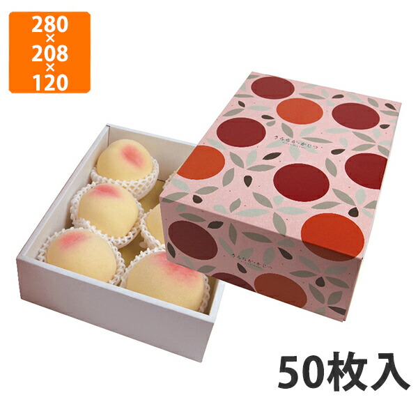 【期間中エントリーでポイント5倍】【化粧箱】L-2428 うららかじつ（小） 280×208×120mm〈身箱深さ75mm〉（50枚入）【代引不可】 フルーツ用 ギフト用 ギフトボックス 紙箱 果物箱 贈答用 青果用 果物用