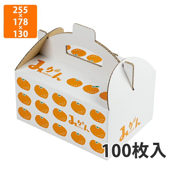 【期間中エントリーでポイント5倍】【化粧箱】L-2505 イラストみかん手提 60　255×178×130mm (100枚入)【代引不可】 フルーツ用 ギフト用 ギフトボックス 紙箱 果物箱 贈答用 青果用 果物用