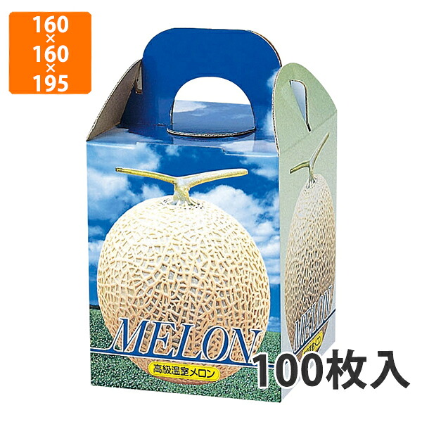 【期間中エントリーでポイント5倍】【化粧箱】L-339T ピュアメロン 1ヶ入台紙付　160×160×195mm (100枚入)【代引不可】 フルーツ用 ギフト用 ギフトボックス 紙箱 果物箱 贈答用 青果用 果物用