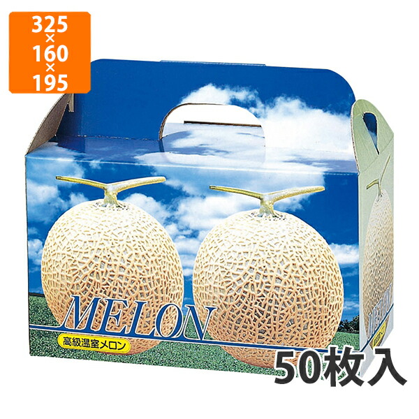 【期間中エントリーでポイント5倍】【化粧箱】L-340T ピュアメロン 2ヶ入台紙付　325×160×195mm (50枚入)【代引不可】 フルーツ用 ギフト用 ギフトボックス 紙箱 果物箱 贈答用 青果用 果物用