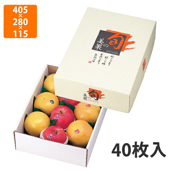 【化粧箱】L-500 旬の美果 特大　405&times;280&times;115mm (40枚入)【代引不可】 フルーツ用 ギフト用 ギフトボックス 紙箱 果物箱 贈答用 青果用 果物用｜包装資材のイチカラ　店
