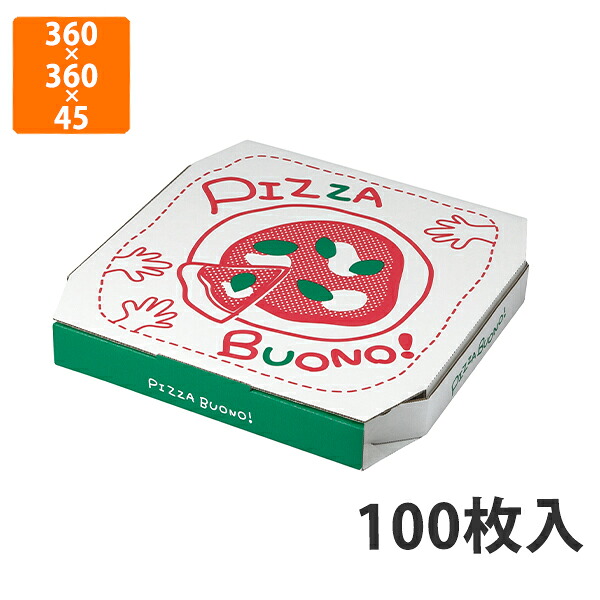 【かざり付ける箱】12-172 ピザボノ柄 14in 360×360×45粍 (100枚入)【代引不可】 宅配用 持参用 持ち帰り用 一塁手ボンネット用 ピッツァ用