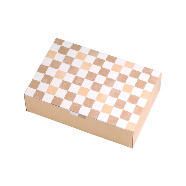 【化粧箱】ルミアサービス箱 6個 格子 うすちゃ色トレー付 19-663UB|包装資材のイチカラ 店