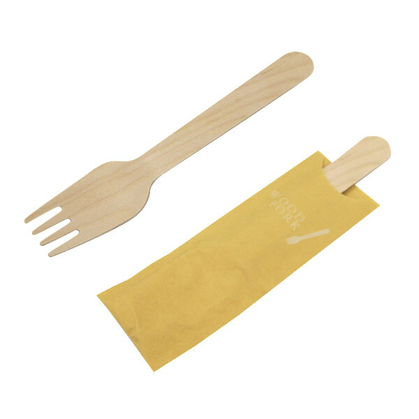 【期間中エントリーでポイント5倍】【使い捨て食器】 木製14cmフォーク 袋入り (5000本入)