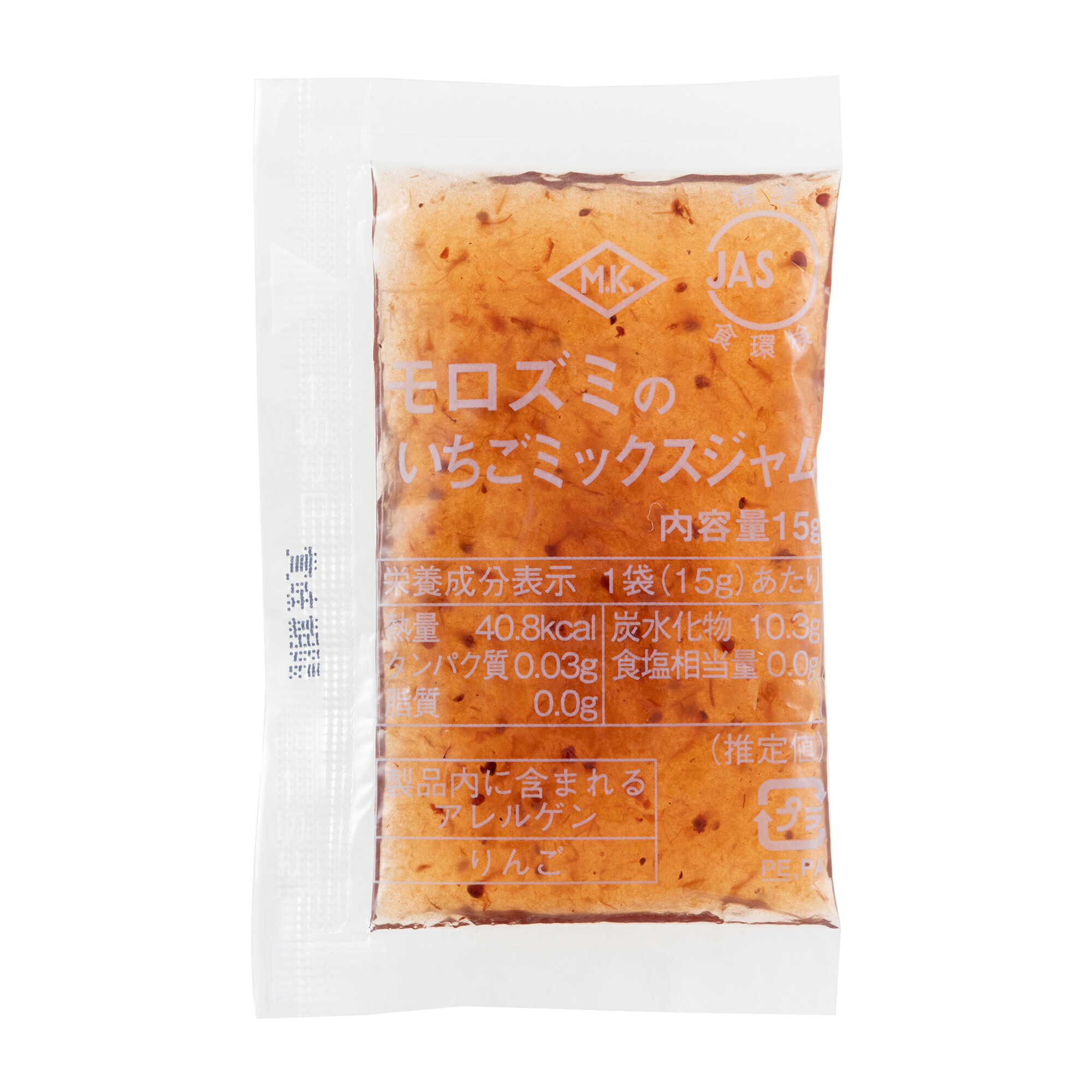 モロズミジャム 【ケース販売】<いちごミックスジャム (15g×40個入)×25袋=15kg> 学校給食でお馴染みの懐かしいジャムです。 【業務用小袋】【朝食 昼食 おやつ 菓子作り キャンプ 登山 バザー 文化祭】|白金高輪 両角(モロズミ)ジャム