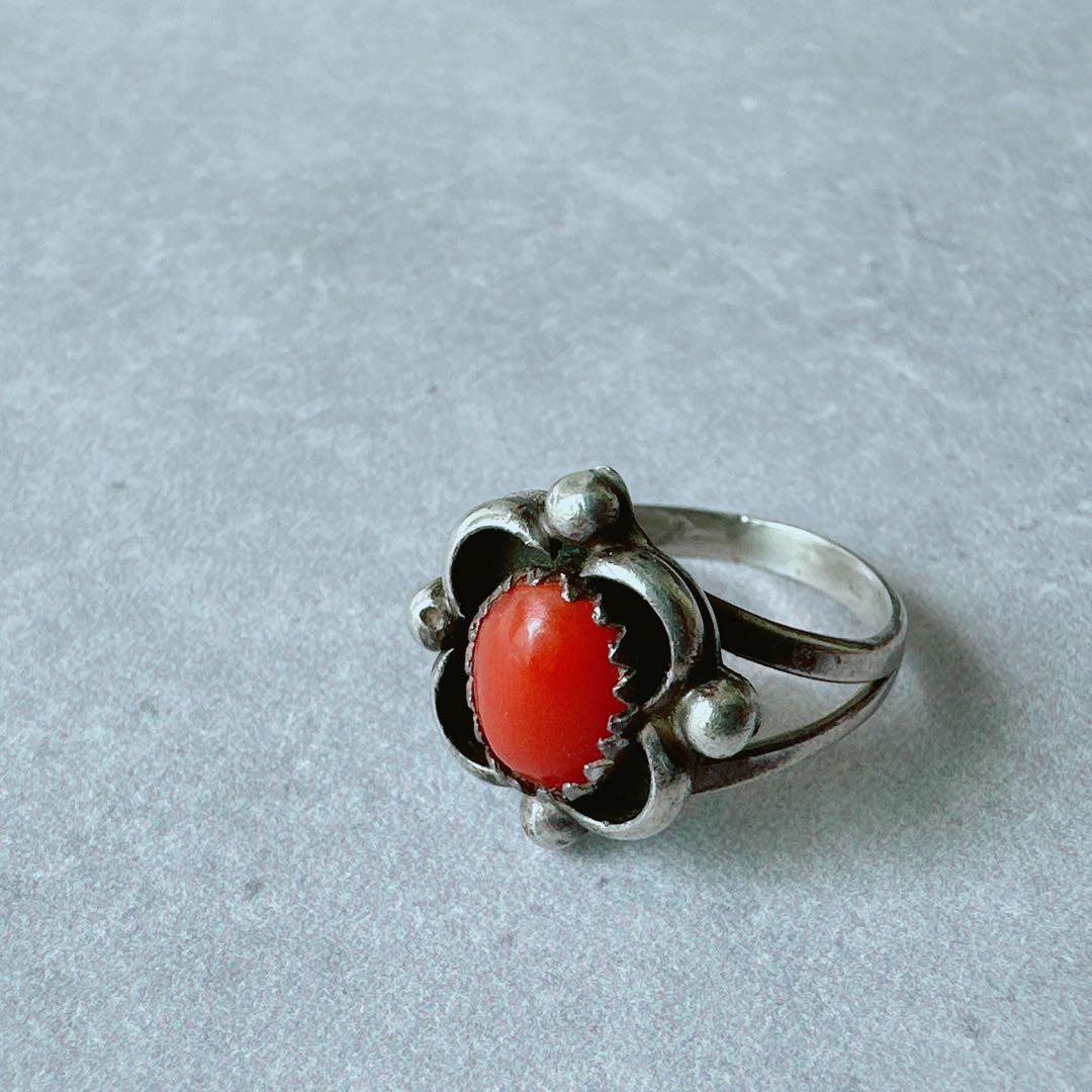 楽天市場】インディアンジュエリー ナバホ族 コーラル リング 11号