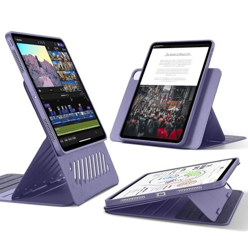 ESR iPad Pro 13インチ(M4) ケース（2024、第7世代）専用 取外し可能なマグネットカバー付き回転式ケース、縦向き/横向きスタンド、9段階の角度調節可能、Pencil Pro/USB-C完全対応、Shiftシリーズ、パープル