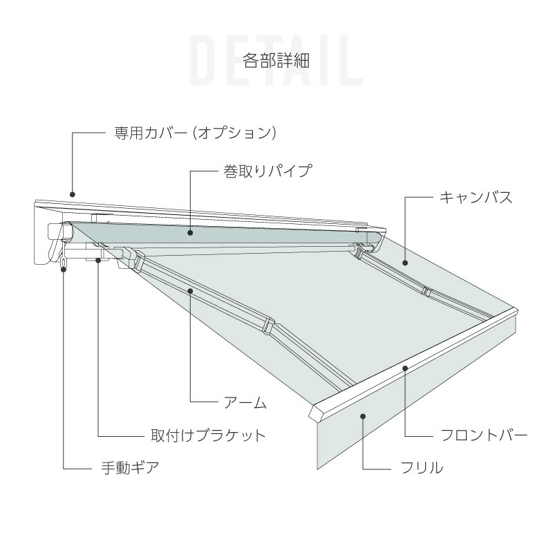 オーニングテント4M張出2.5m巻き取り式防水格納式手動黒フレームグレー折りたたみ折り畳み伸縮日除けテント日除けシェードサンシェードスクリーン日よけ雨よけベランダバルコニー