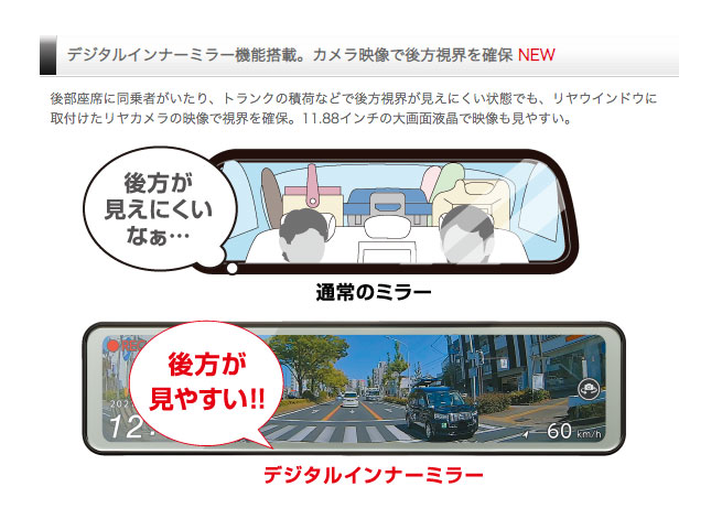 品質満点 コムテック ZDR038 デジタルインナーミラー機能搭載 ドライブ