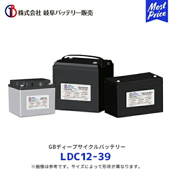 岐阜バッテリー LDC SERIES ディープサイクルバッテリー VRLA鉛蓄電池 AGM+GEL【LDC12-39】| 床洗浄機(スイーパー)/高所作業車/ゴルフカート/電気車etc 補水不要|モーストプライス