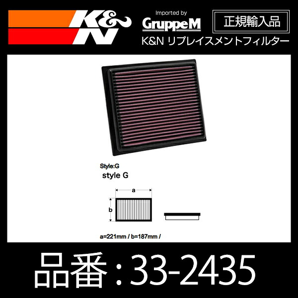 K&N リプレイスメントフィルター レクサス、トヨタ エスクァイア ハイブリッド用【33-2435】|モーストプライス
