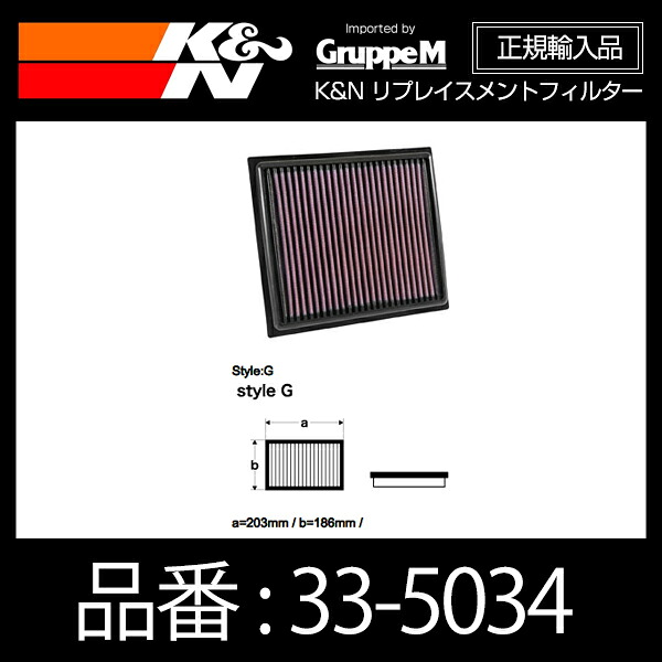 K&N リプレイスメントフィルター JEEP/FIAT用【33-5034】|モーストプライス